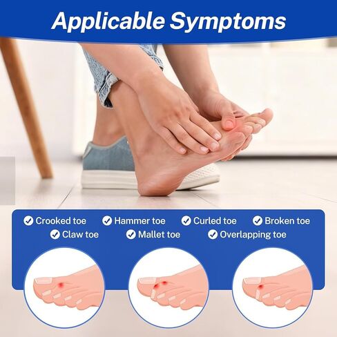Toe Splint for Broken Toe, Adjustable Hammer Toe Corrector with Aluminum Support, Breathable Toe Straightener for Big Toe, Mallet Toe, Claw Toe, Fractured Toe, Fits Left & Right Foot in Kuwait