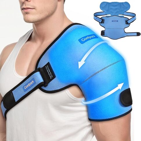 Comfpack Shoulder Ice Pack Wrap, Shoulder Brace Compression Sleeve for Rotator Cuff and Arm, Cold Therapy Wrap for Injuries, Bursitis, Tendinitis, Surgery Recovery, Easy to Put On & Take Off in Kuwait