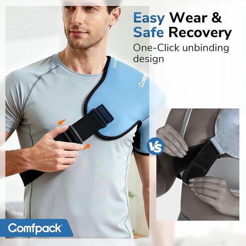 Comfpack Shoulder Ice Pack Wrap, Shoulder Brace Compression Sleeve for Rotator Cuff and Arm, Cold Therapy Wrap for Injuries, Bursitis, Tendinitis, Surgery Recovery, Easy to Put On & Take Off in Kuwait