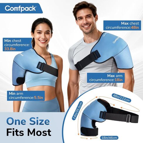 Comfpack Shoulder Ice Pack Wrap, Shoulder Brace Compression Sleeve for Rotator Cuff and Arm, Cold Therapy Wrap for Injuries, Bursitis, Tendinitis, Surgery Recovery, Easy to Put On & Take Off in Kuwait