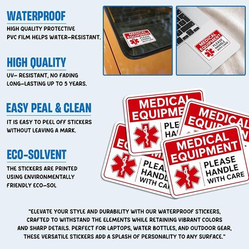 (4pcs) Medical Equipment Please Handle with Care Sticker Pack for Hospitals Clinics EMTs Nurses First Responders Ambulance Healthcare Vinyl Decals Waterproof Durable Safety in Kuwait
