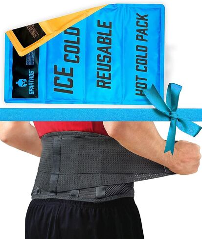 Sparthos Back Support Belt [Size X-Small] x Ice Packs for Injuries [Size XL] in Kuwait