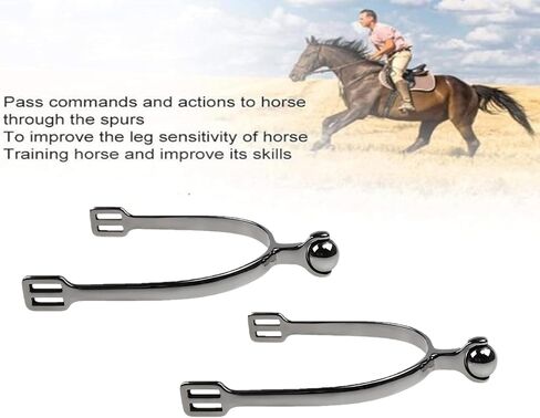 Western Horse Spurs with PP Woven Belt - Premium Stainless Steel Riding Gear for Cowboy & Equestrian | Durable, Lightweight & Comfortable Design | Ideal for Men & Women Riders in Kuwait