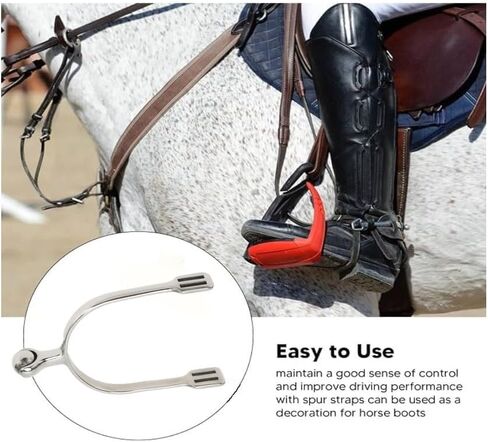 Western Horse Spurs with PP Woven Belt - Premium Stainless Steel Riding Gear for Cowboy & Equestrian | Durable, Lightweight & Comfortable Design | Ideal for Men & Women Riders in Kuwait