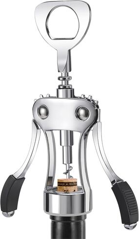 Wine Opener, Heavy-Duty Zinc Alloy Wing Corkscrew, Premium Beer Bottle Opener, Multifunctional Wine Accessories with Ergonomic Handle and Sharp Screw, for Kitchen, Bar, Restaurant, Bartenders in Kuwait
