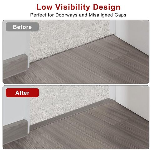 Floor Transition Strip for Doorways, 2" Wide Floor Gap Cover Strips | Gray Oak Self-Adhesive Covers Gaps, Flexible Vinyl Threshold Strip, Flat Divider Transitions Between Tile, Wood, Carpet in Kuwait