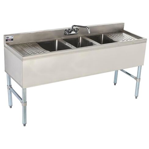 FSE 3-Compartment Stainless Steel Bar Sink with Two 13" Drainboards 60"W in Kuwait