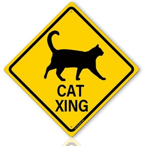 Cat Crossing Signs - 12 × 12″ Street Sign with "CAT XING" for Road Sign Room Decor, Indoor/Outdoor Use in Kuwait