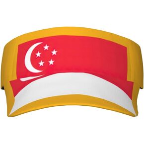 Singapore Flag Print Foldable Sun Visor Hat Lightweight Adjustable Sun Visor Hat Outdoor Sports Cap for Adults Black in Saudi Arabia