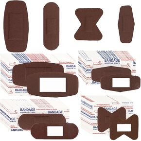 60Pcs Brown Shade Fabric Bandages Variety Pack, Skin Tone Flexible Adhesive Bandages for Adult Minor Cut Scrape Scratch Protection 4 Sizes in Kuwait