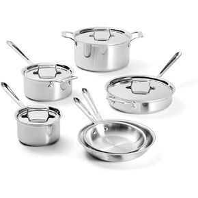 All-Clad D5® Stainless Steel Core 10 Piece Cookware Set- Made in USA- The Upgrade for Supremely Even Heat- Includes Frying Pans, Saucepan, Sautépan, Stockpot -Oven Safe & Induction Compatible in Saudi Arabia