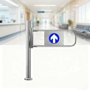 Automatic Swing Safety Gate, Stainless Steel Two-Way Gate for Warehouses and Markets, 180° Manual Open, Entrance Door for Secure Access in Kuwait