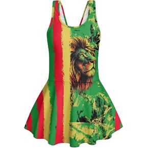 One Piece Swimsuits with Skirt for Girls Bathing Suit Sleeveless Swim Dress for Hawaiian Beach Party in Saudi Arabia