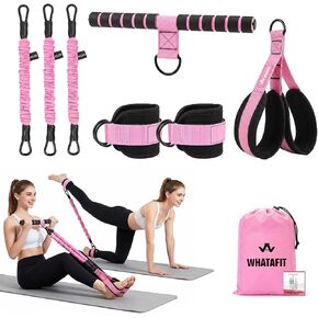 WHATAFIT ترقية الفرقة المقاومة دواسة متعددة الوظائف مع مقابض، 3-أنبوب قابل للتعديل دواسة القدم ممارسة الفرقة، وشملت الأشرطة الكاحل، لABS الأساسية الساق الذراع الخصر كامل الجسم تجريب في المنزل الصالة الرياضية in Kuwait