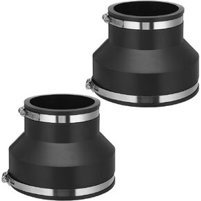 2 Pcs 6" x 4" Flexible PVC Reducing Pipe Coupling with Stainless Steel Clamps Fits for DWV Pipes, Cast Iron, Plastic, Copper, Steel Plumbing Connections in Saudi Arabia