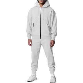 Athletic Sweatsuit Set for Men 2 Piece Tracksuit Full Zip up Hoodie Sweatshirt Jacket Bound Feet Jogger Sweatpant Suit in Kuwait
