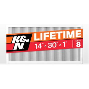 فلتر هواء فرن HVAC 14X30X1 من K&N، يدوم مدى الحياة، قابل للغسل، Merv 8، آخر فلتر HVAC ستشتريه على الإطلاق، يتنفس بأمان في المنزل أو المكتب، HVC-8-11430 in Kuwait