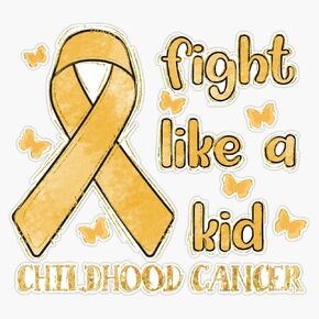 Yellow Awareness Ribbon, Fight Like a Kid, Childhood Cancer Sticker Vinyl Decal Car Laptop Wall Window Bumper Sticker 5" in Kuwait