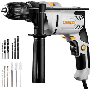 DEKOPRO 6-Amp 1/2-Inch Hammer Drill, Variable Speed Electric Corded Hammer Drill with 12pcs Bit for Concrete & Wood, 2 Functions in 1 with Keyed Metal Chuck, 360° Rotating Handle in Saudi Arabia