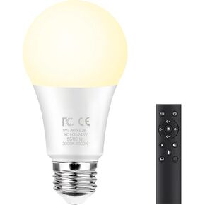 لمبة إضاءة LED ذكية GRV E26 A60 9W مع جهاز تحكم عن بعد 2.4 جيجا هرتز، مصابيح LED متغيرة اللون، قابلة للتعتيم بدون خطوات 3000K-6500K، ما يعادل مصباح ساطع 60 وات، 800 لومن، ديكور منزلي، 1 لمبة و1 جهاز تحكم عن بعد in Kuwait