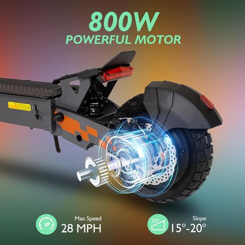 Kugookirin Kukirin G2 Electric Scooter for Adults, 34 Miles Range Max & 28 Mph Max Speed, 10" Tires Offroad Electric Scooters, 800W Motor Folding Commute Escooter Max 264 Load in Kuwait