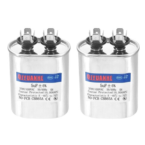 MECCANIXITY 2 Pack CBB65 Capacitor, 2.5uF 370/450V Oval Run Start Capacitor for AC Electric Motor Start HVAC Compressor Generator Air Condenser Straight Cool Heat Pump in Kuwait