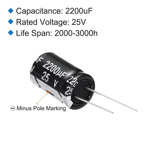 uxcell 2200uF 25V 13x20mm Electrolytic Capacitor, Radial Leads Aluminum Capacitors for TV, LCD Monitor, VCD, 15Pcs in Kuwait