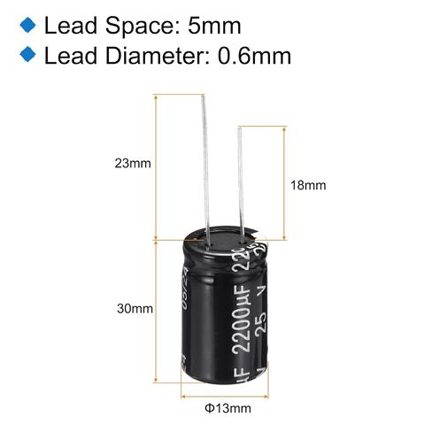 uxcell 2200uF 25V 13x20mm Electrolytic Capacitor, Radial Leads Aluminum Capacitors for TV, LCD Monitor, VCD, 15Pcs in Kuwait