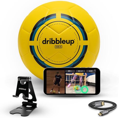 DribbleUp Smart Soccer Ball Starter Pack - نظام تدريب كرة القدم في المنزل مع مدرب افتراضي قائم على التطبيق، وملاحظات في الوقت الفعلي | جلد صناعي ذو جودة متطابقة in Kuwait