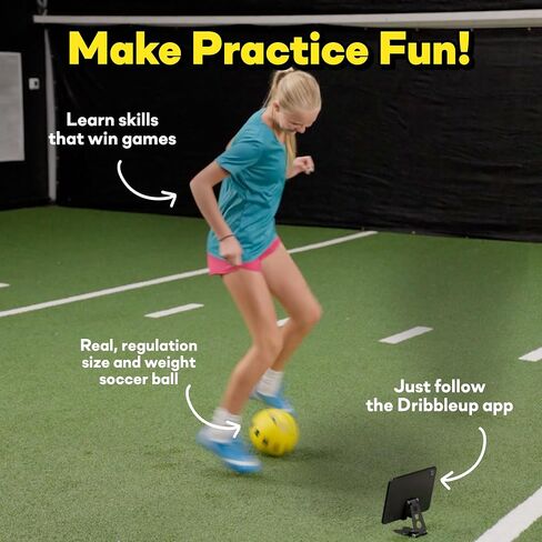 DribbleUp Smart Soccer Ball Starter Pack - نظام تدريب كرة القدم في المنزل مع مدرب افتراضي قائم على التطبيق، وملاحظات في الوقت الفعلي | جلد صناعي ذو جودة متطابقة in Kuwait