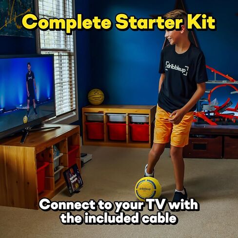 DribbleUp Smart Soccer Ball Starter Pack - نظام تدريب كرة القدم في المنزل مع مدرب افتراضي قائم على التطبيق، وملاحظات في الوقت الفعلي | جلد صناعي ذو جودة متطابقة in Kuwait