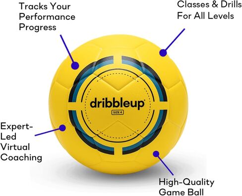 DribbleUp Smart Soccer Ball Starter Pack - نظام تدريب كرة القدم في المنزل مع مدرب افتراضي قائم على التطبيق، وملاحظات في الوقت الفعلي | جلد صناعي ذو جودة متطابقة in Kuwait