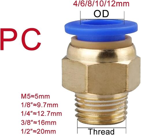 تركيب موصل هواء هوائي PC/PCF/SL/PB/PL 4 مم 6 مم 8 مم 10 مم 12 مم خيط M5 3/4 بوصة 1 2 طريقة تركيبات خرطوم موصلات سريعة (OD12mm-1I4، PB (5 قطعة)) تركيبات السباكة in Kuwait