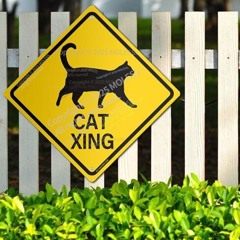 Cat Crossing Signs - 12 × 12″ Street Sign with "CAT XING" for Road Sign Room Decor, Indoor/Outdoor Use in Kuwait