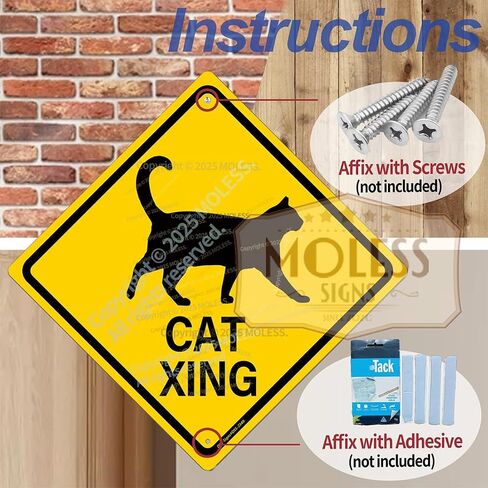 Cat Crossing Signs - 12 × 12″ Street Sign with "CAT XING" for Road Sign Room Decor, Indoor/Outdoor Use in Kuwait