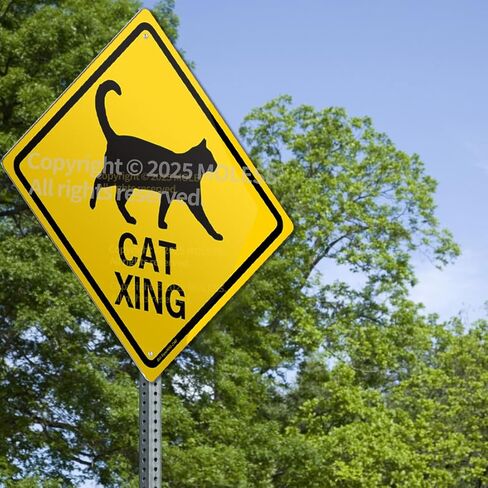 Cat Crossing Signs - 12 × 12″ Street Sign with "CAT XING" for Road Sign Room Decor, Indoor/Outdoor Use in Kuwait