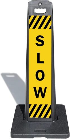 مجموعة لافتات لوحة عمودية SmartSign SLOW LotBoss مع قاعدة مطاطية، مزدوجة الجوانب، 7.875 بوصة × 35.5 بوصة 3M، لافتة موقف سيارات عاكسة للضوء بدرجة مهندس، إطار بلاستيكي، صناعة أمريكية in Kuwait