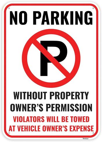 1PC No Parking Sign Will Be Towed, 14 x 10 Inches - Aluminum - Private Property No Unauthorized Parking Tow Away Zone Sign in Kuwait