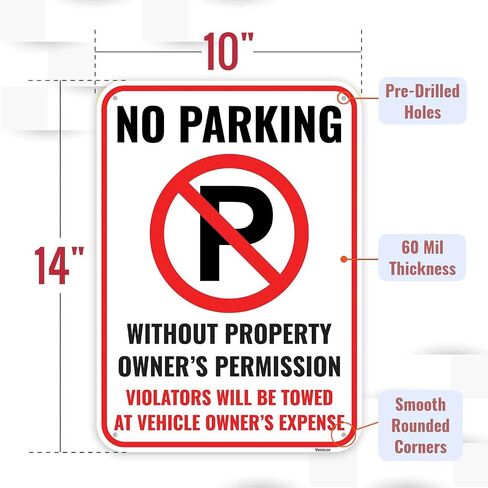 1PC No Parking Sign Will Be Towed, 14 x 10 Inches - Aluminum - Private Property No Unauthorized Parking Tow Away Zone Sign in Kuwait