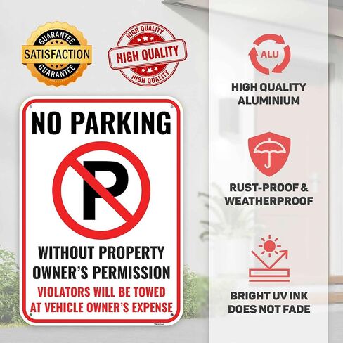 1PC No Parking Sign Will Be Towed, 14 x 10 Inches - Aluminum - Private Property No Unauthorized Parking Tow Away Zone Sign in Kuwait