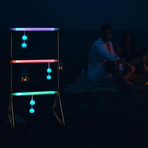 مجموعة كرات السلم المضيئة من Sosation، 6 كرات تتوهج في الظلام، 2 سلم LED للقذف في الهواء الطلق في الحديقة مع حقيبة للتخييم في الحديقة الداخلية وألعاب الفناء الخلفي للشاطئ in Kuwait