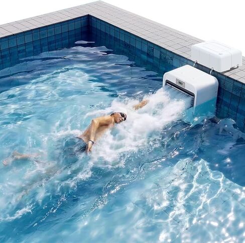 آلة تيار السباحة ECOPOOLTECH 3000 GPM لحمامات السباحة الموجودة في الأرض | مدرب تيار 30 فولت قابل للتعديل بـ 9 سرعات للياقة البدنية للبالغين، والمقاومة، والقدرة على التحمل، وتدريبات حمام السباحة منخفضة التأثير على الأرض in Kuwait