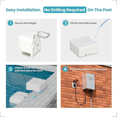 آلة تيار السباحة ECOPOOLTECH 3000 GPM لحمامات السباحة الموجودة في الأرض | مدرب تيار 30 فولت قابل للتعديل بـ 9 سرعات للياقة البدنية للبالغين، والمقاومة، والقدرة على التحمل، وتدريبات حمام السباحة منخفضة التأثير على الأرض in Kuwait