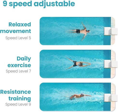 آلة تيار السباحة ECOPOOLTECH 3000 GPM لحمامات السباحة الموجودة في الأرض | مدرب تيار 30 فولت قابل للتعديل بـ 9 سرعات للياقة البدنية للبالغين، والمقاومة، والقدرة على التحمل، وتدريبات حمام السباحة منخفضة التأثير على الأرض in Kuwait