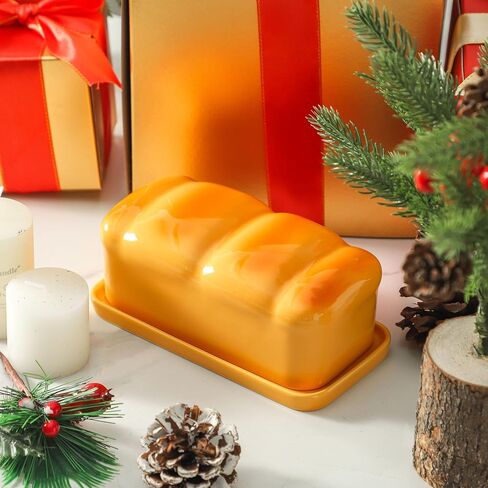 Ceramic Breard Butter Dish with Lid, Porcelain Large Butter Dish Butter Box Keeper for Countertop Kitchen Decor in Kuwait