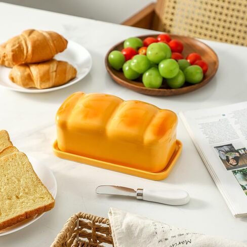 Ceramic Breard Butter Dish with Lid, Porcelain Large Butter Dish Butter Box Keeper for Countertop Kitchen Decor in Kuwait