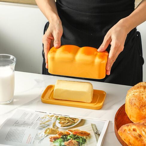 Ceramic Breard Butter Dish with Lid, Porcelain Large Butter Dish Butter Box Keeper for Countertop Kitchen Decor in Kuwait