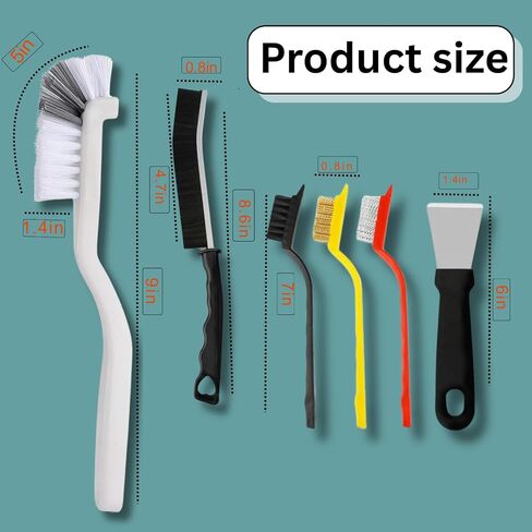 Crevice Cleaning Brush Set 11-Piece Multi-Purpose Hard & Soft Bristle Brushes for Kitchen, Bathroom Tile Grout Sink Bottles & Crevices Deep Cleaning Tools for Home Car & Appliances Black & White in Kuwait