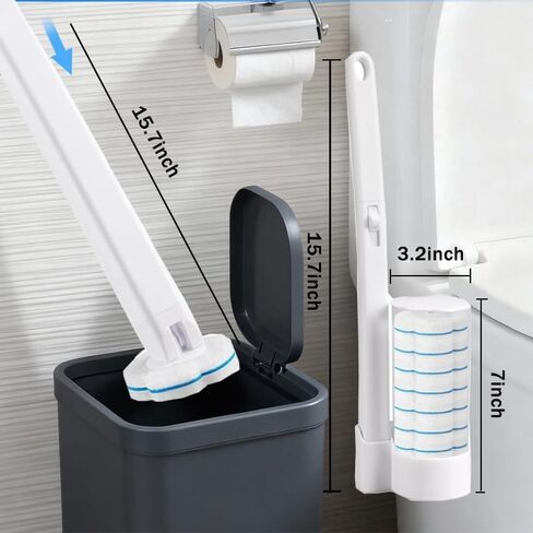 48 Count Refill Heads Disposable Toilet Brush Kit with Holder,Deep Cleaning Wand for Rim,Corner & Pipe,Wall Mount Storage Caddy,Limescale & Rust Remover in Kuwait