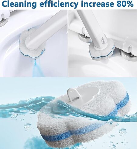 48 Count Refill Heads Disposable Toilet Brush Kit with Holder,Deep Cleaning Wand for Rim,Corner & Pipe,Wall Mount Storage Caddy,Limescale & Rust Remover in Kuwait